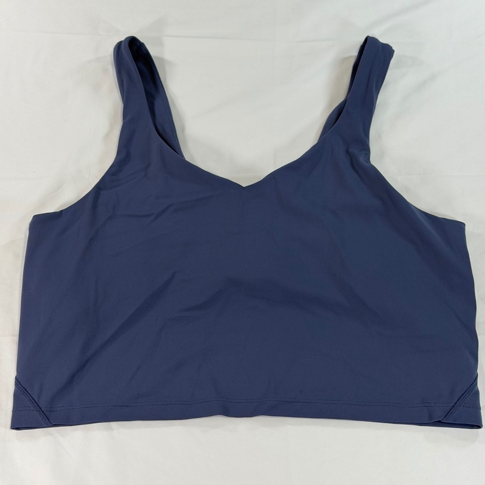 Quince Long Line Ultra-Soft Performance Sports Tank Blue V-Neck Shelf Bra XL
